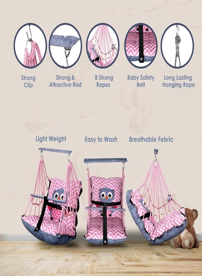 BOFFLE Cotton Swing for Kids 1-2 Years Baby Children Folding and Washable with Safety Belt, Indoor Outdoor Zula, Garden Jhula for Babies, Swing for Kids, oonjal, Swing for Baby Cradle - Image 5